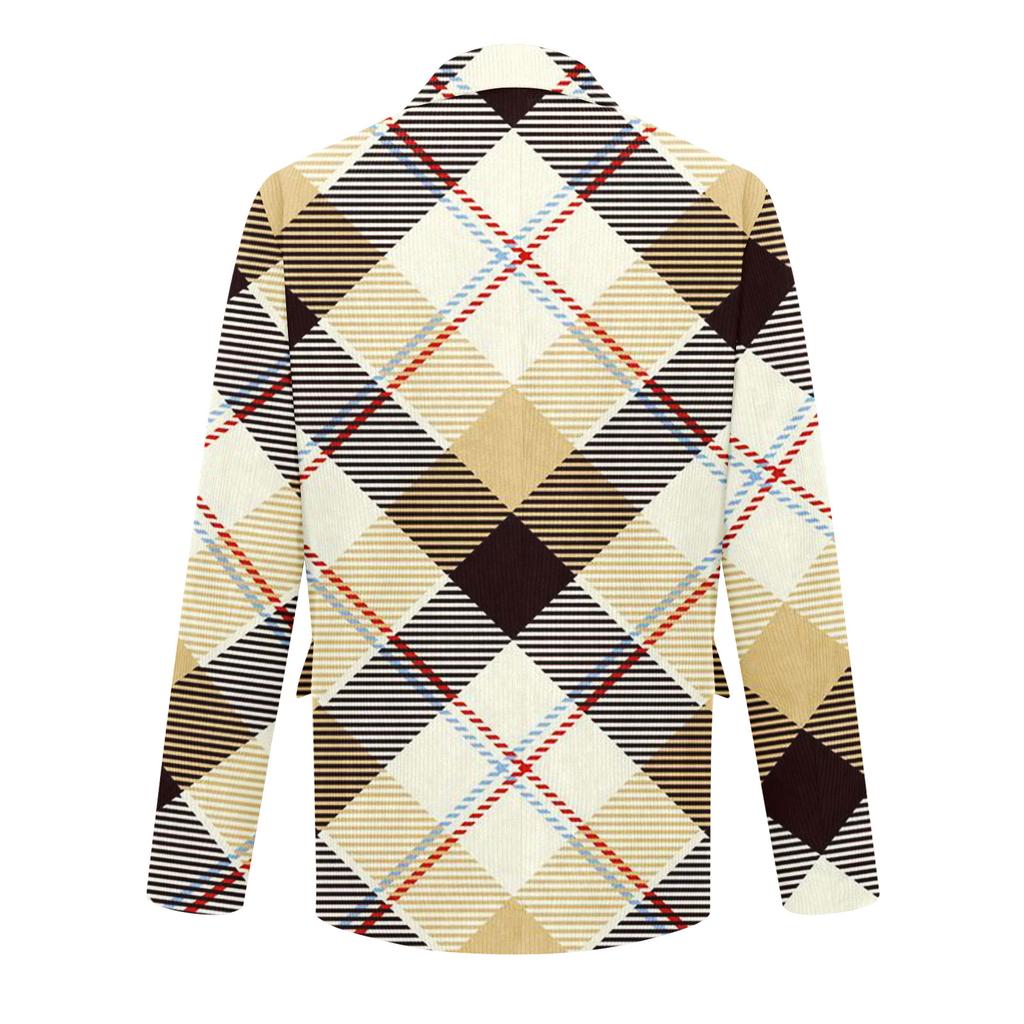Men's Printed Corduroy Warm Pocket Suit Jacket Cardigan Men's Casual Suit