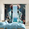 2 Pcs   Versatile Polyester Transparent Curtains for Home Decoration Day of the Dead Sugar Skull for Use In Bedrooms and Living