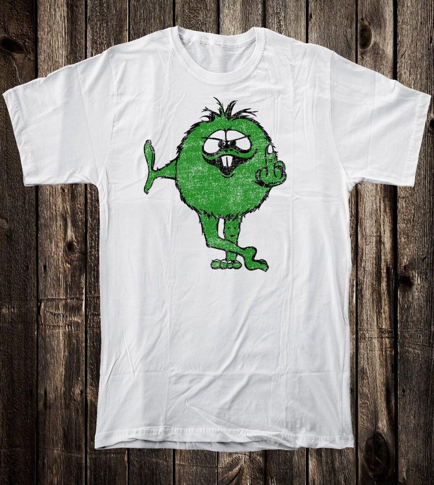Men s T Shirt Novelty Green Middle Finger Guy 70 s Retro Motorcycle Hot Rod Unisex T-Shirt L