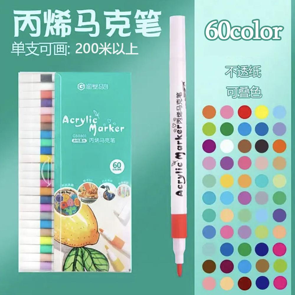 12-60 Farben Acrylmarker Stifte Set Farbe Kunstmarker Weiche Spitze Stifte für Kinder Stein Farbe Keramik Glas Holz Stoff Malerei