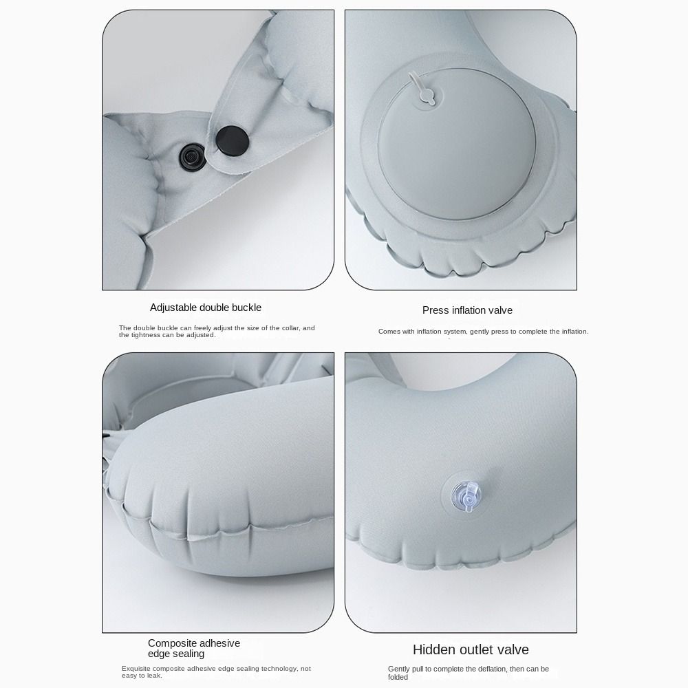 U-Shaped Press To Inflate Pillow Soft Neck Support Cushion Convenient Neckrest Pad  Tourist