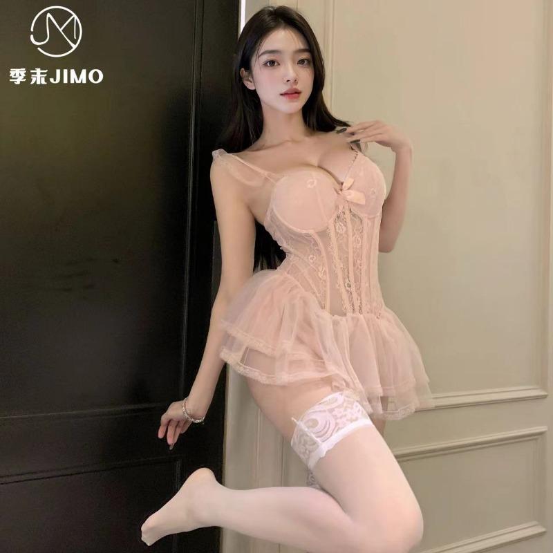 Sex Lingerie End of Season Sexy Fish Bone Pure Lace Mesh Suspender Waist Thin Bear Gathering
