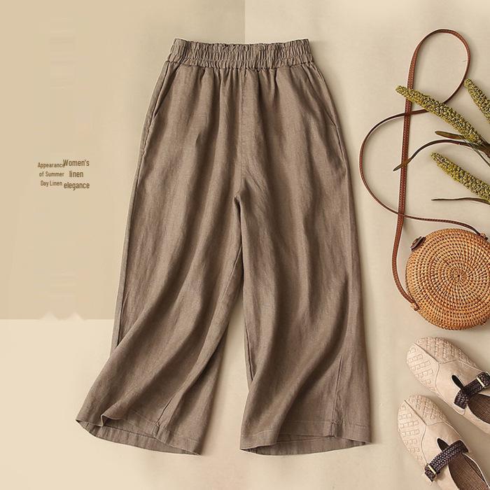 Southeast Asia Retro Embroidered Cotton-Linen Two-Piece Set: Seven-Sleeve Shirt & Wide-Leg Pants