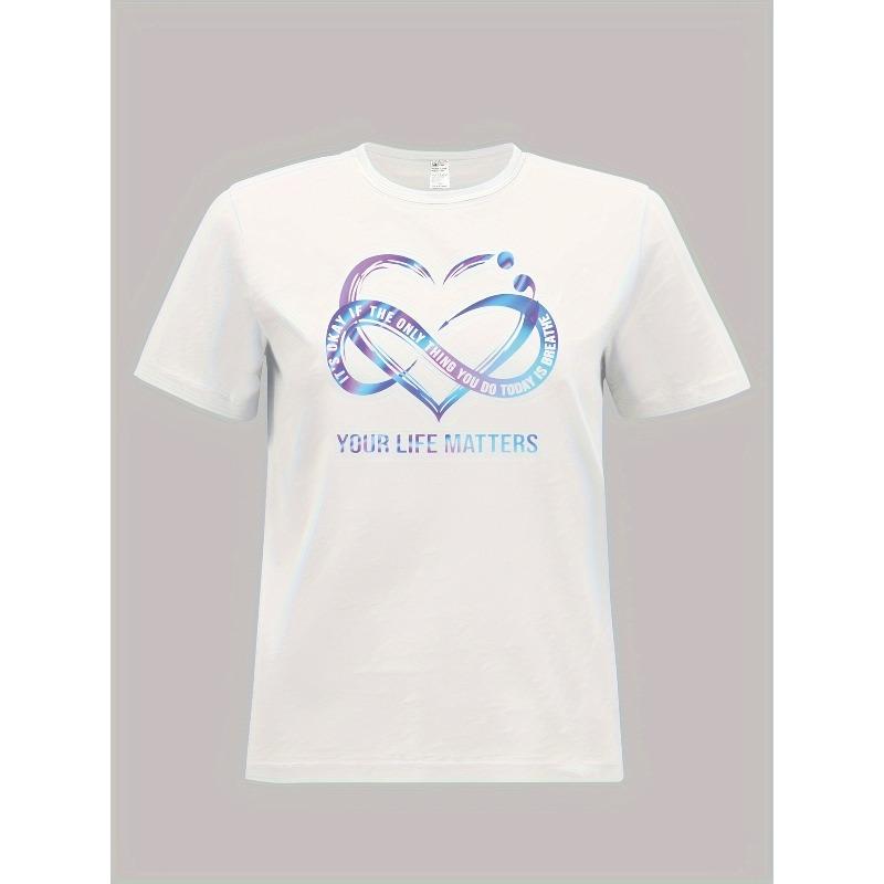 Womens Plus Size Casual Printed Short Sleeve T Shirt