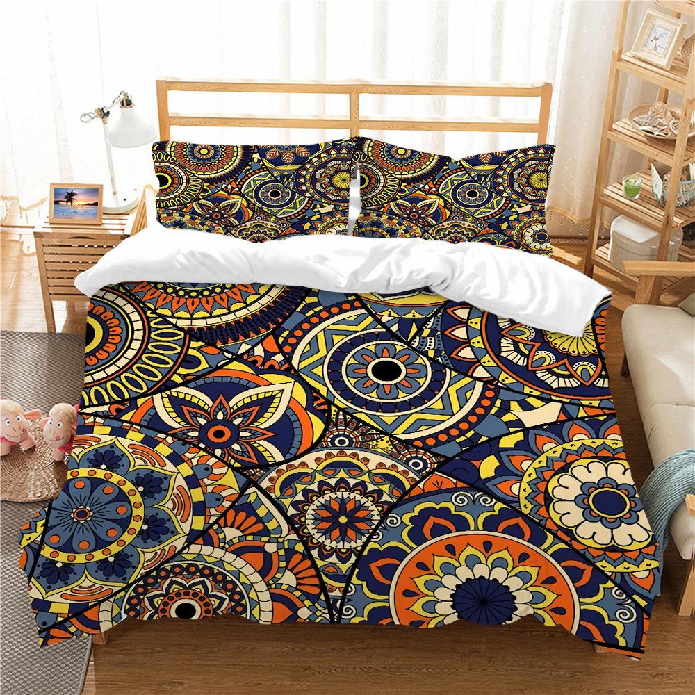 Bohemian Floral King Queen Duvet Cover Boho Mandala Cashew Flowers Bedding Set Exotic Tribe Style 2/3pcs Polyester Quilt Cover