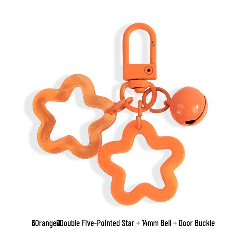 Vibrant Acrylic Star Keychain Pendant with Bell - Cute Earphone Case Accessory