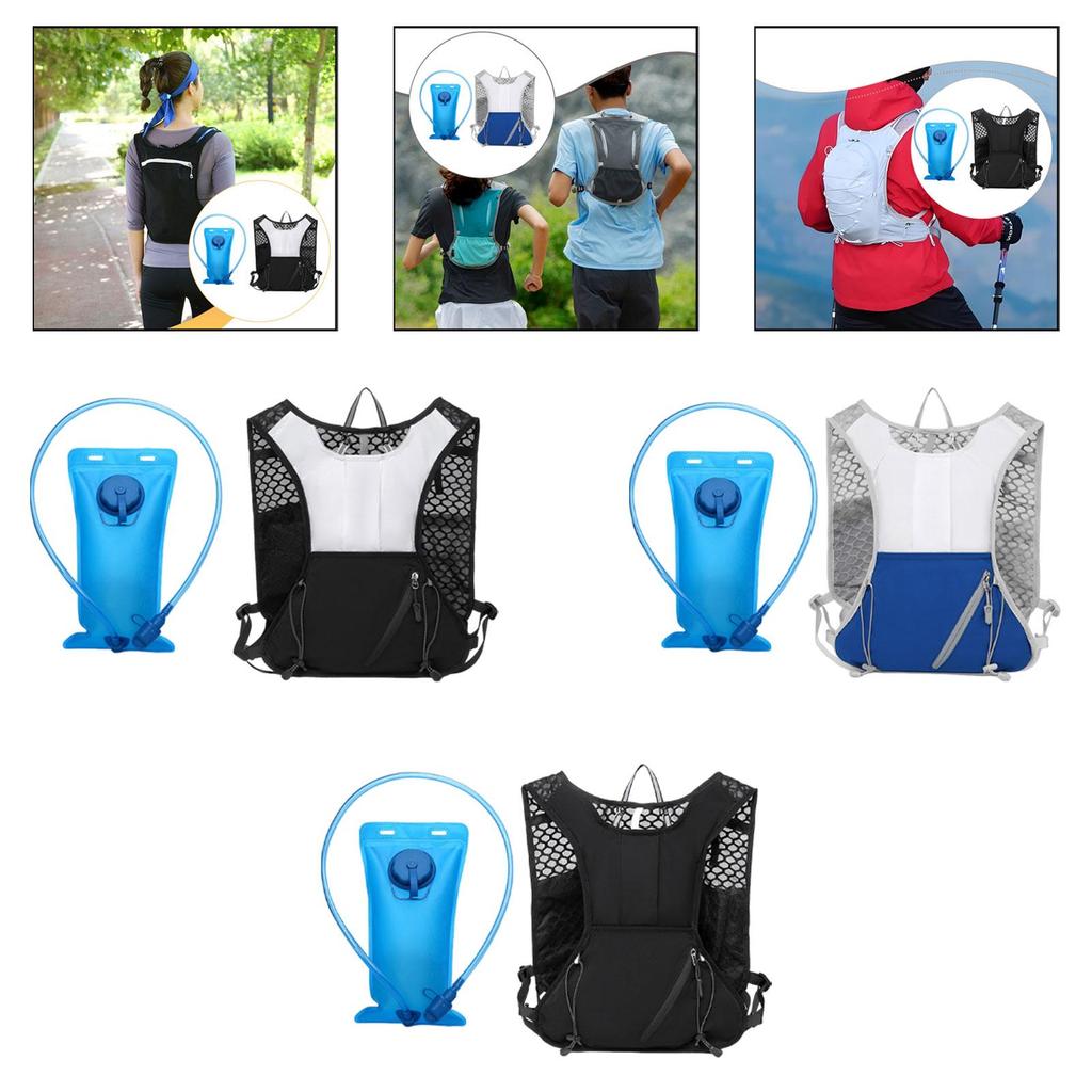 Cycling Hydration Vest Backpack Lightweight Water Bag Daypack with Pockets and 2L Bladder for Outdoor Hiking Race