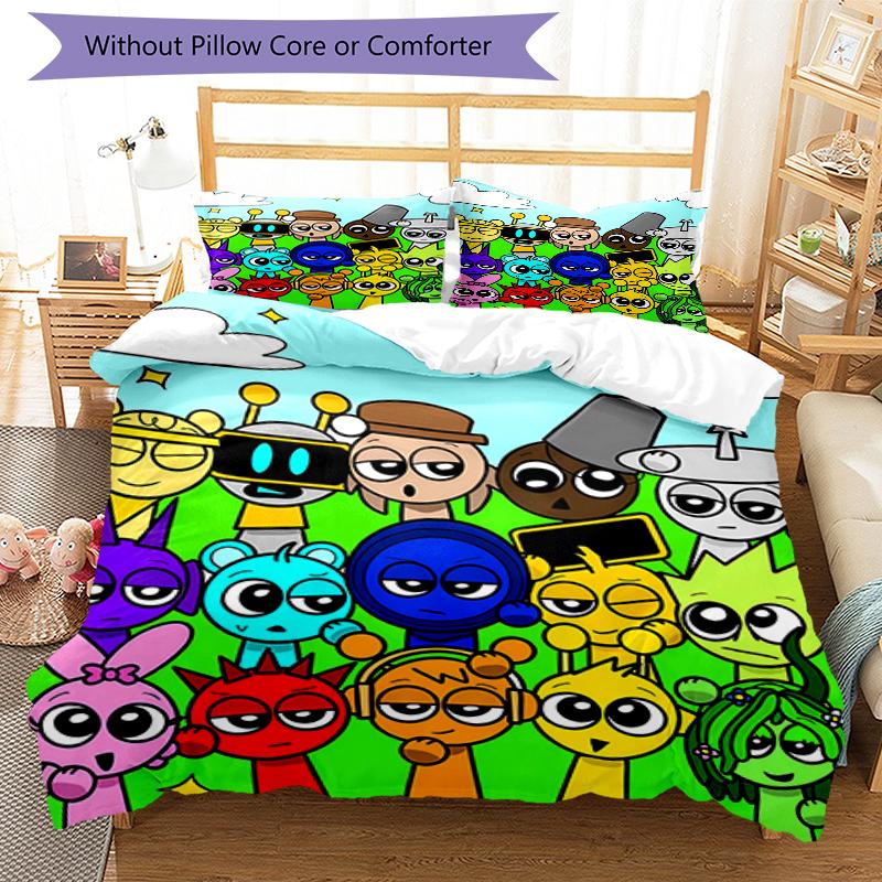3pcs SPRUNKI8 Design Cover Set - HD Printed Bedding with 1 Cover and 2 Pillowcases - Perfect for Home and Dorm Decor