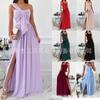 Wish summer simple sleeveless offtheshoulder hem split dress women