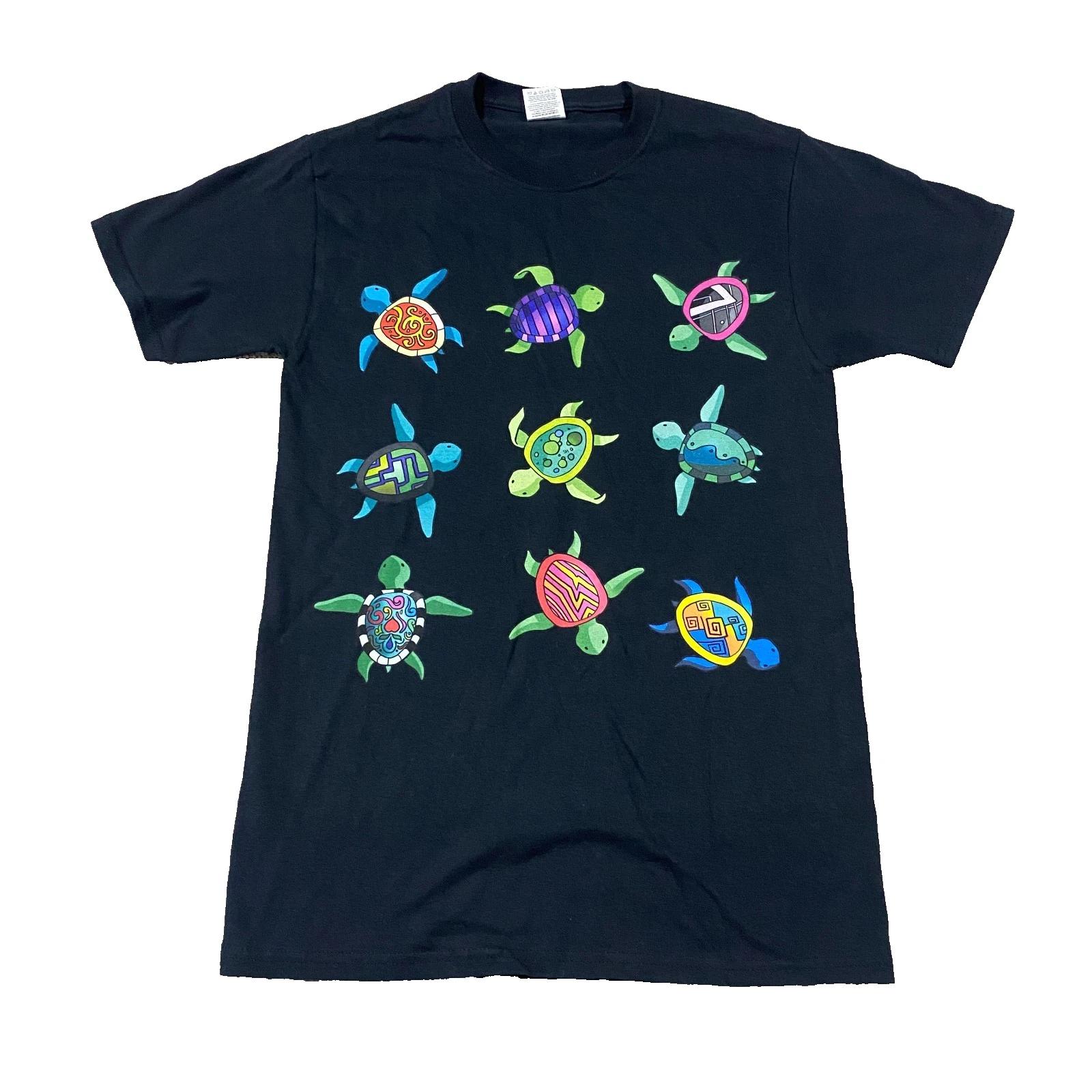 

Sea Turtle Ocean Warriors Graphic T-Shirt S Black Crew Neck Beach Vacation 4XL