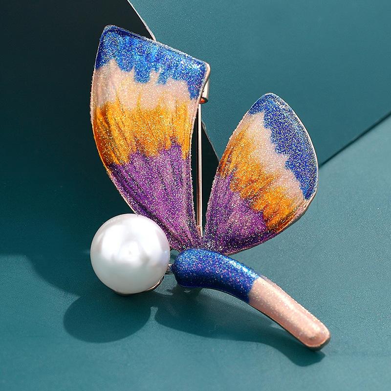 Brosche Großer Schmetterling aus Emaille im koreanischen Stil, Femininer Anti-Blend-Anstecker, Personalisierte Perlenbrosche, Anzugaccessoire