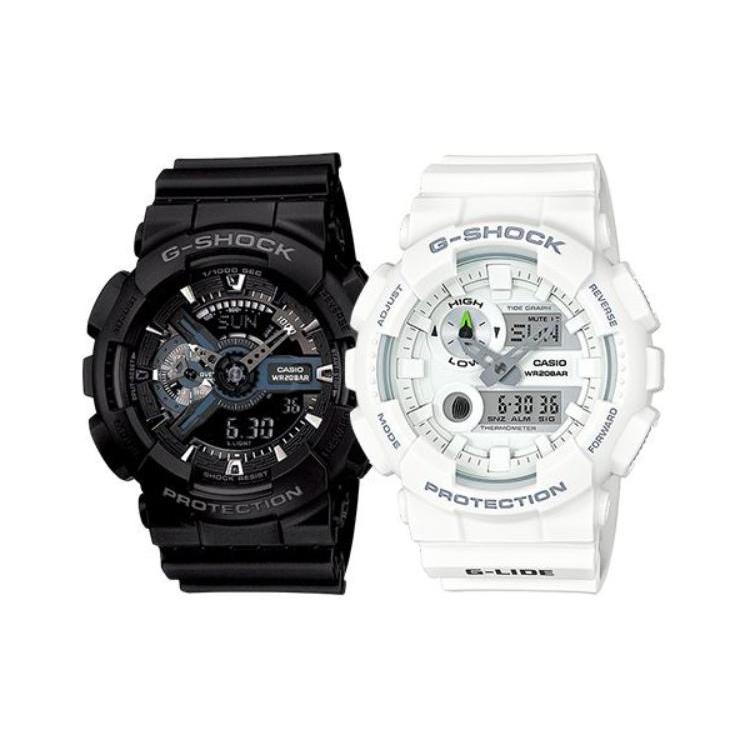 CASIO Unisex Pair Table Series Black Watch GA-110-1B+GAX-100A-7A Black Dial+White Dial