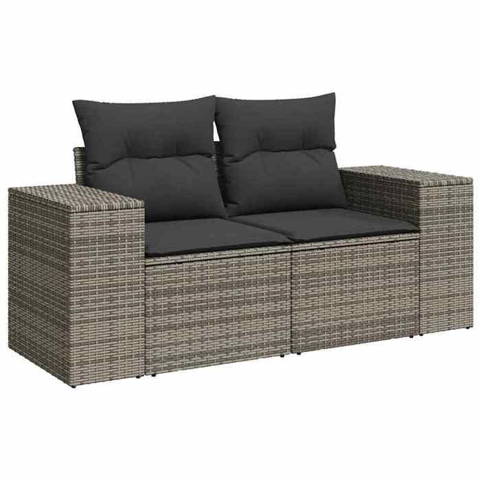 VidaXL Garden Lounge Set with Cushions 7 Pcs Grey Braided Resin 3327343