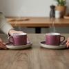 COFFEE CUPS WITH SAUCERS SET FOR COFFEE AND TEA 200 ml PLUM Ø 8.5 cm