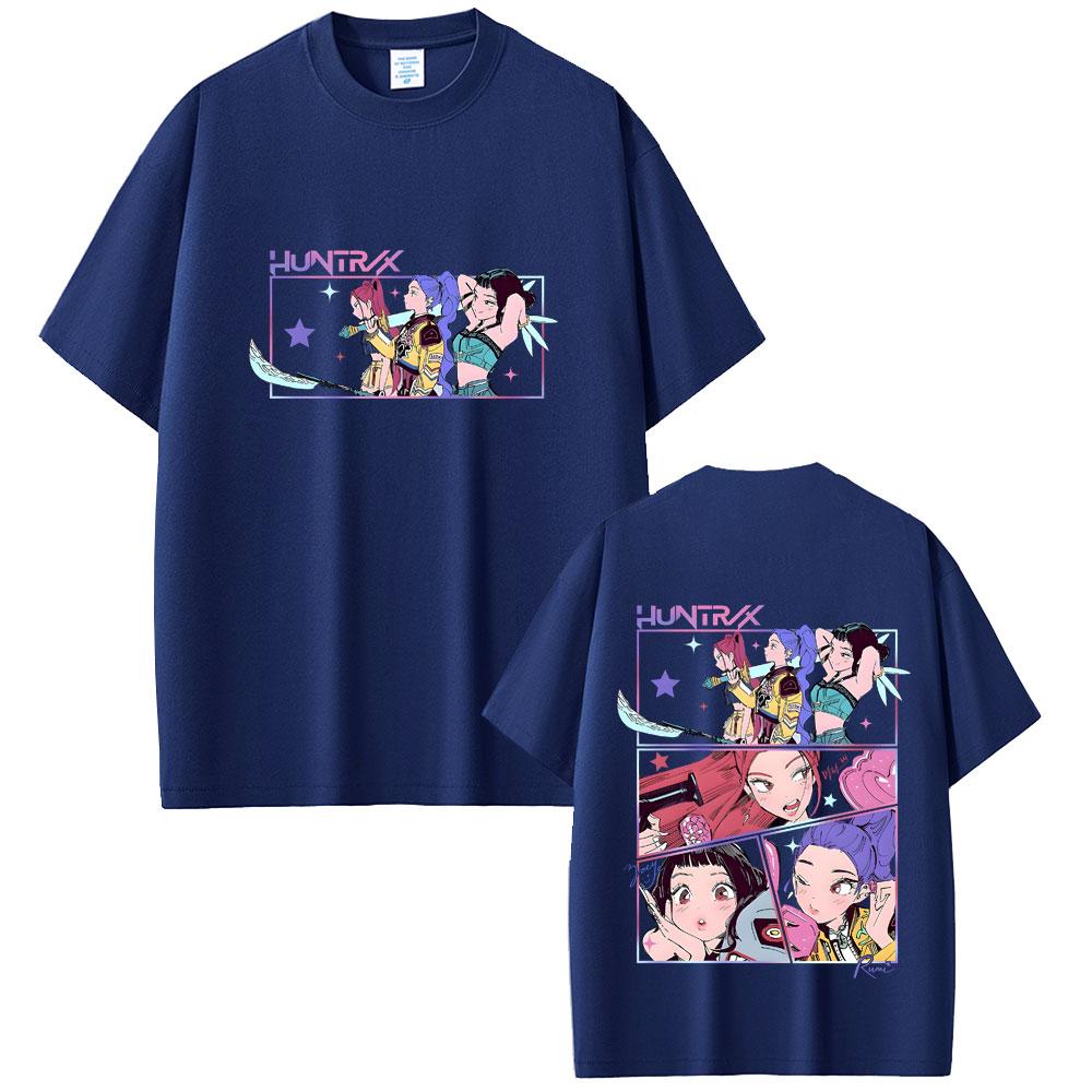 Devil Hunter Double-sided Printed T-shirt for Men and Women Cartoon Casual Oversized Short Sleeved T-shirt Fan Gift