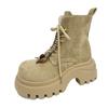 Thick-soled Heightened Big-headed Ugly Cute Martin Boots Women's 2025 New Autumn and Winter Fringed Locomotive Boots Short Boots Rhubarb Boots