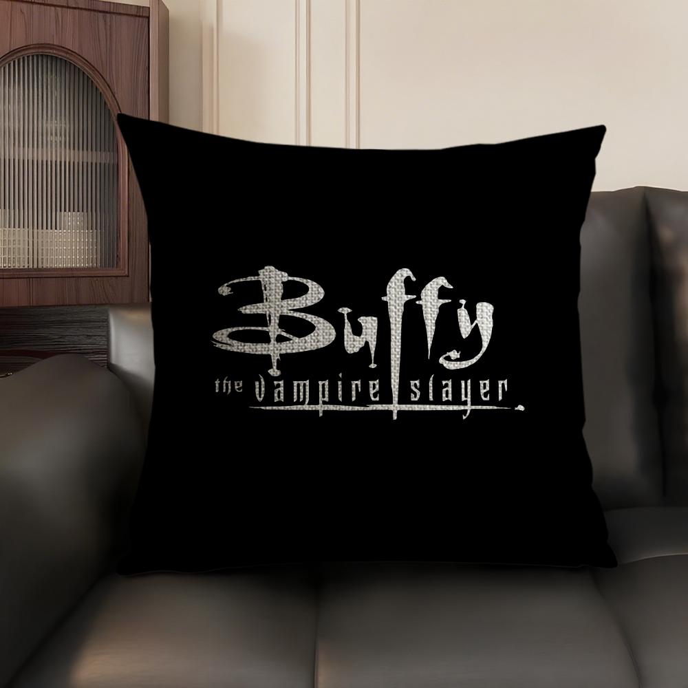 B-Buffy Vampire Slayer Cushion Cover Natural Linen Organic Fabric Double-Sided Printing Sofa Home Decor Gift Pillow Case