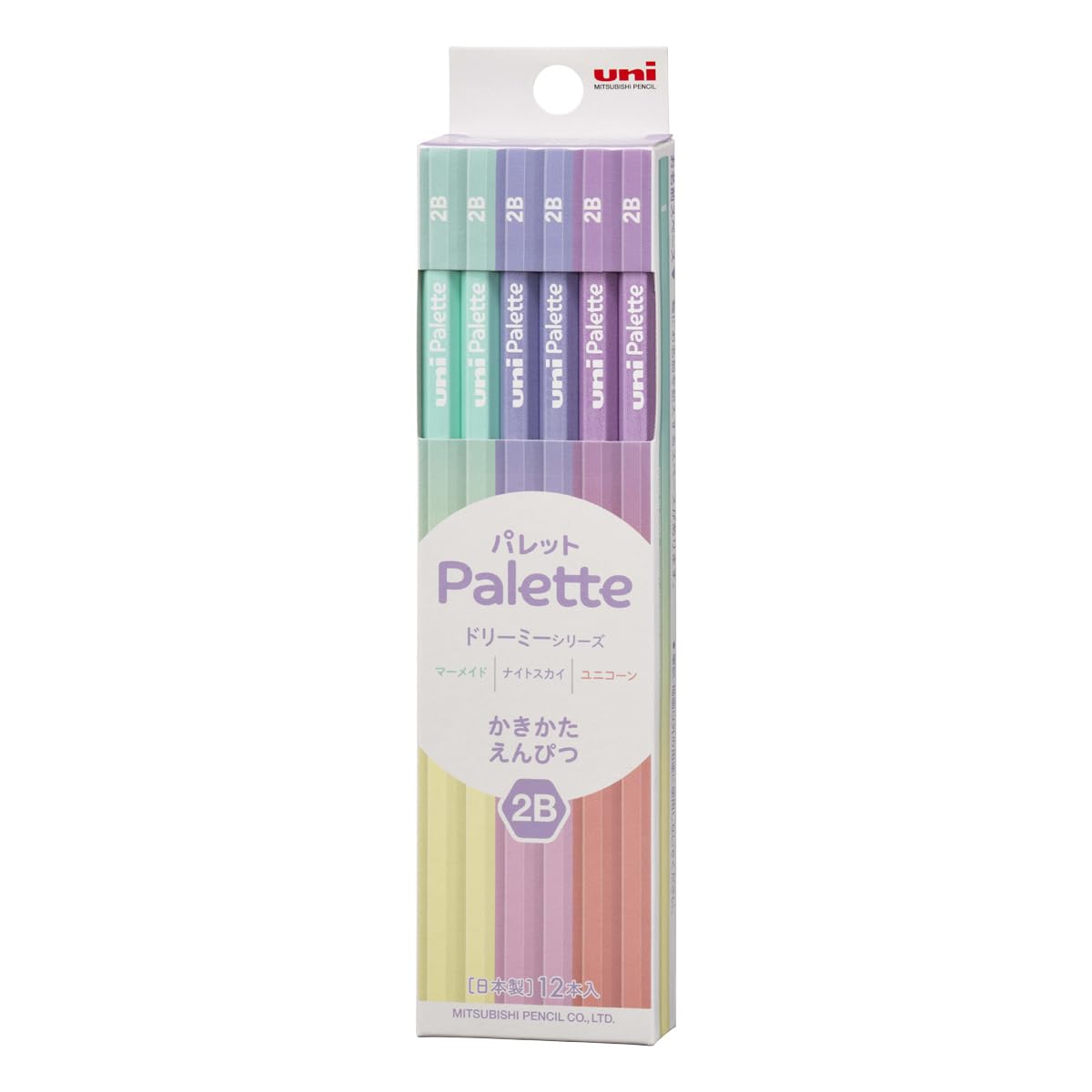 Карандаши для письма Mitsubishi Pencil Uni Palette 2B Серия Dreamy, Упаковка 12 шт. K56452B