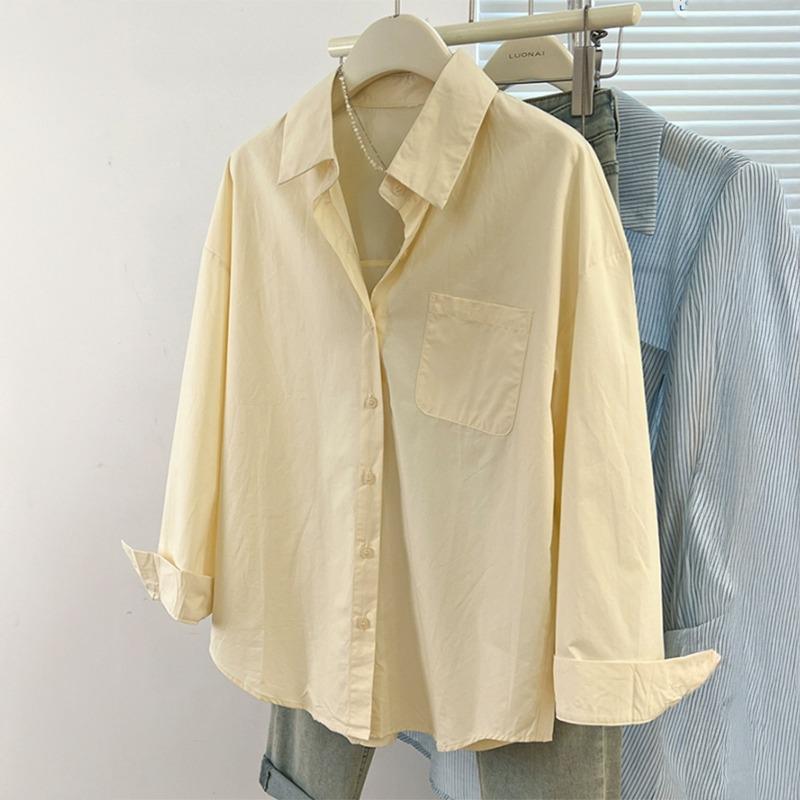 

Spring Autumn Turn Down Collar Elegant Fashion Cardigan Blouse Women Long Sleeve Casual All-match Shirt Top S