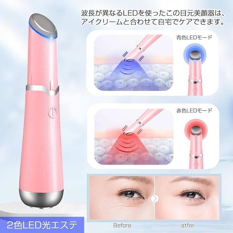 [2025 Latest Version] Eye Facial Device Eye Care Facial Beauty Device Lift Up MINI Thermal Care Iontophoresis Slight Vibration 2 Color LED Beauty