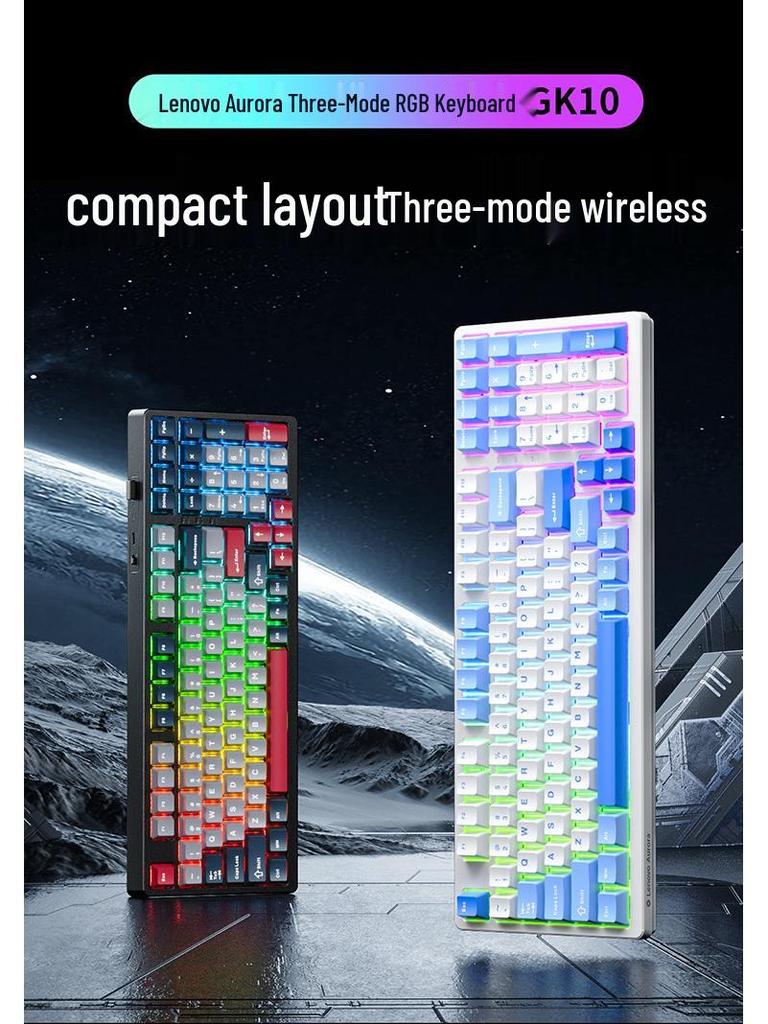 Aurora GK10 Two-Tone 98-Key Mechanical Hot-Swappable Backlit Esports Keyboard (Three-Mode, Wired/Wireless, Rechargeable)