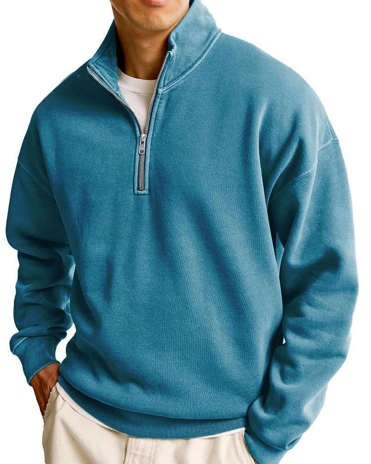 Men's Half Zip Sports Sweatshirt Stand Collar Long Sleeve Casual Everyday Pullover