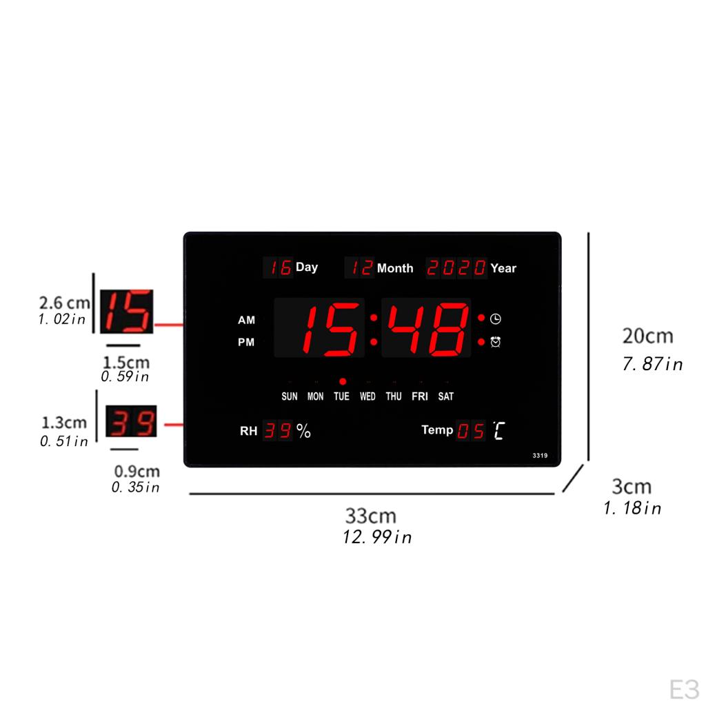 LED Digital Wall Clock with Large Display, Big Digits, for Farmhouse, Kitchen, Living Room,