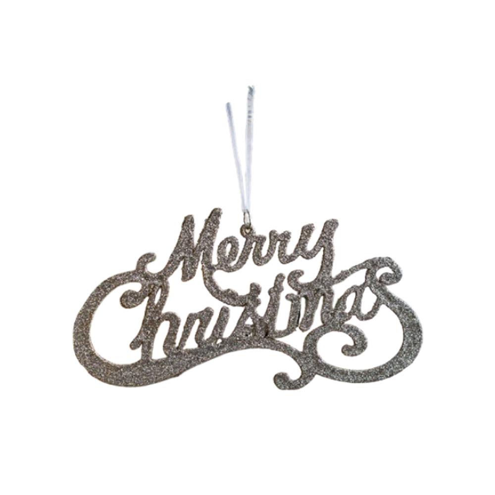 Plastic Glitter Merry Christmas Sign Sequins Christmas Tree Decoration Holiday Party Decoration
