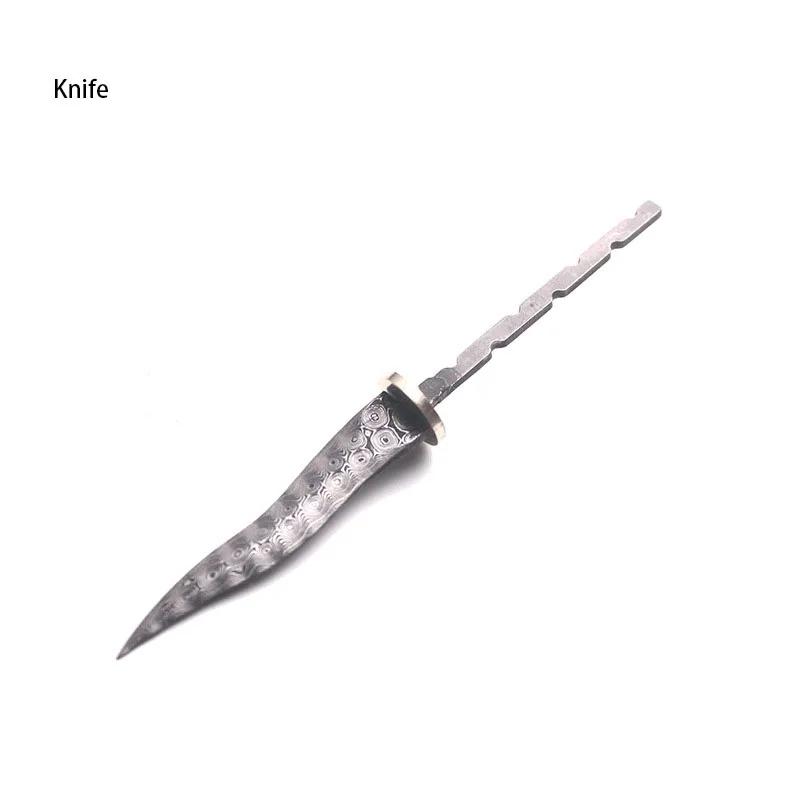 

1PCS Напівфабрикати Rosette Damascus Steel Pu er Tea Knife Billets DIY Fixed Blade Ножі Голки Постачання Тупі Леза