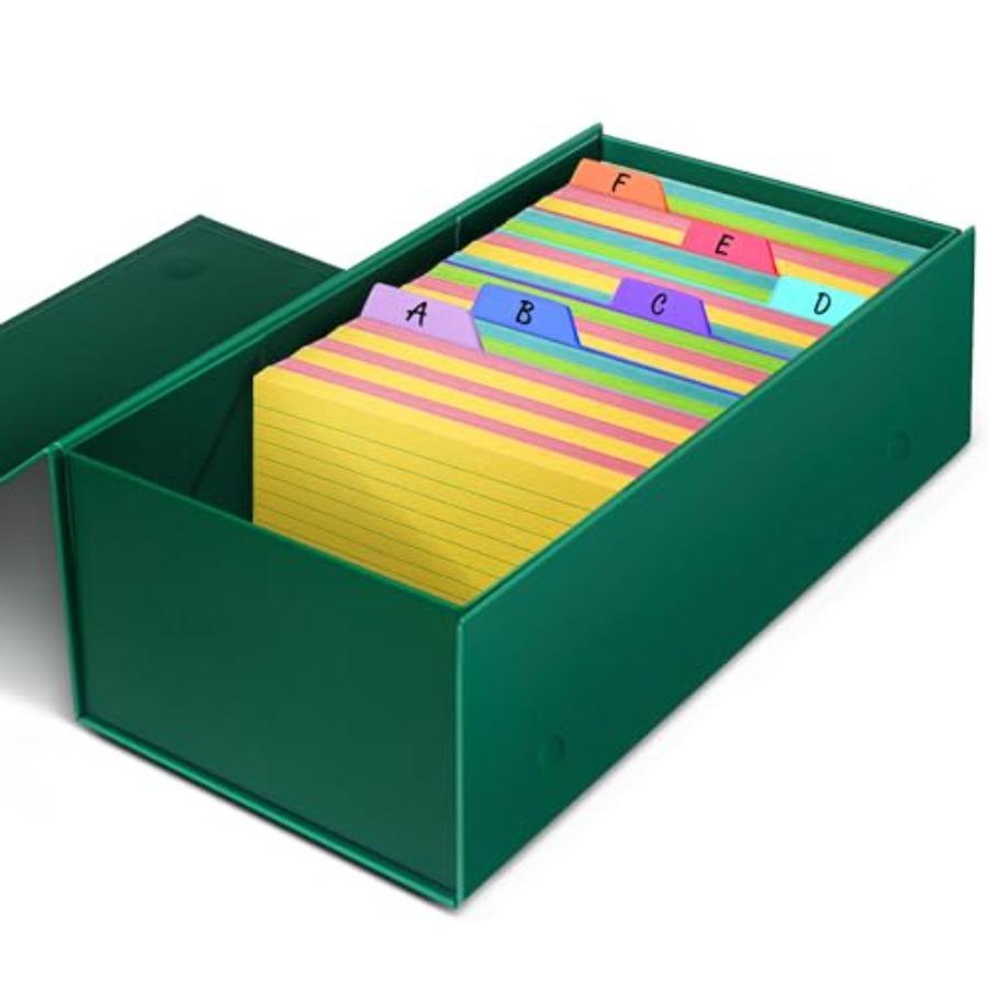 3x5 Index Card Holder Fits Dividers, 3.5x5.5 Inches Index Card Storage Box, Large Capacity - 1 Pack, Green зелёный