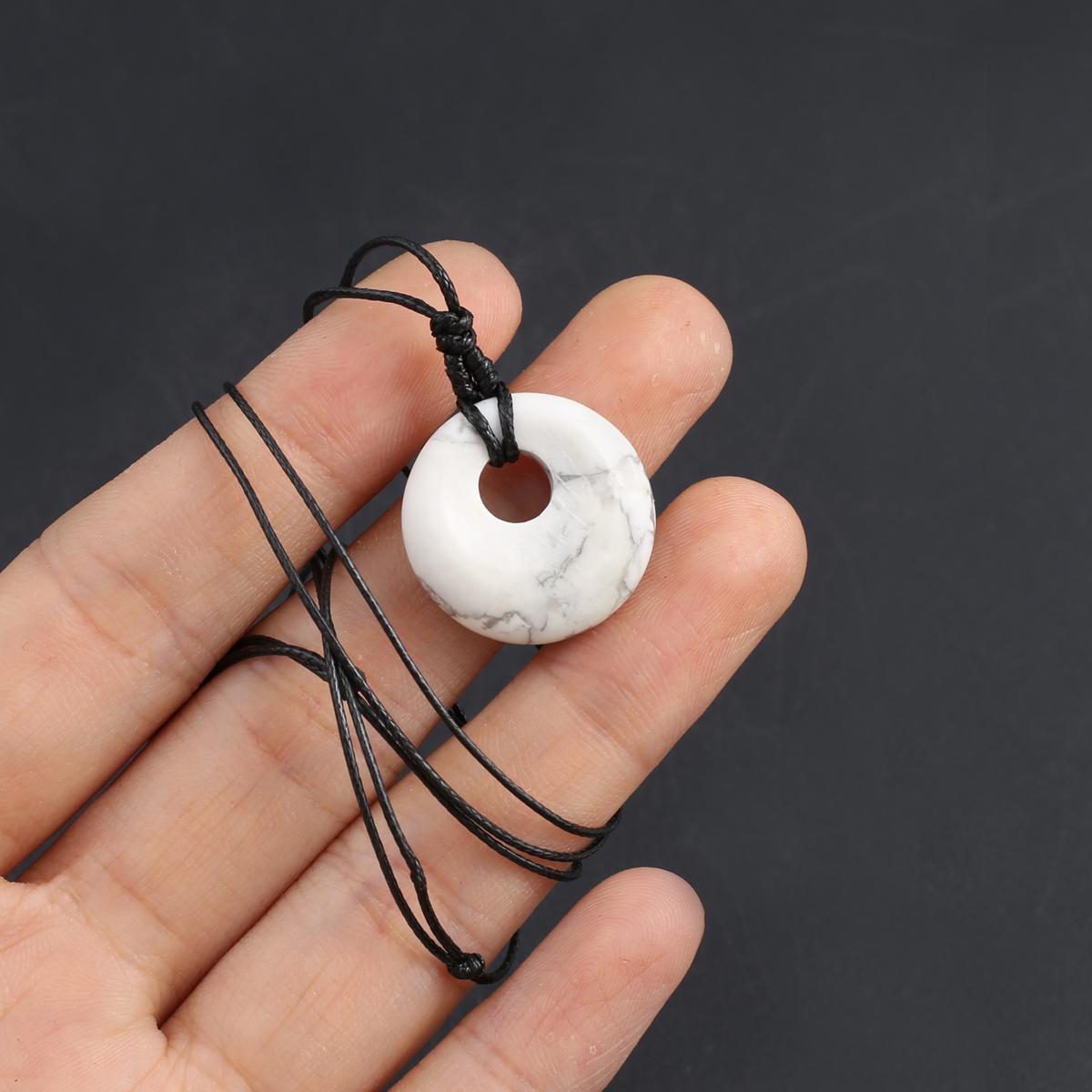 

1шт кристалл ожерелье кулон, круглый натуральный камень агат содалит нефрит аметист драгоценный камень кулон ожерелья для женщин мужчин ювелирные изделия подарки на день рождения 18 мм 1Pc-White Turquoise/18mm