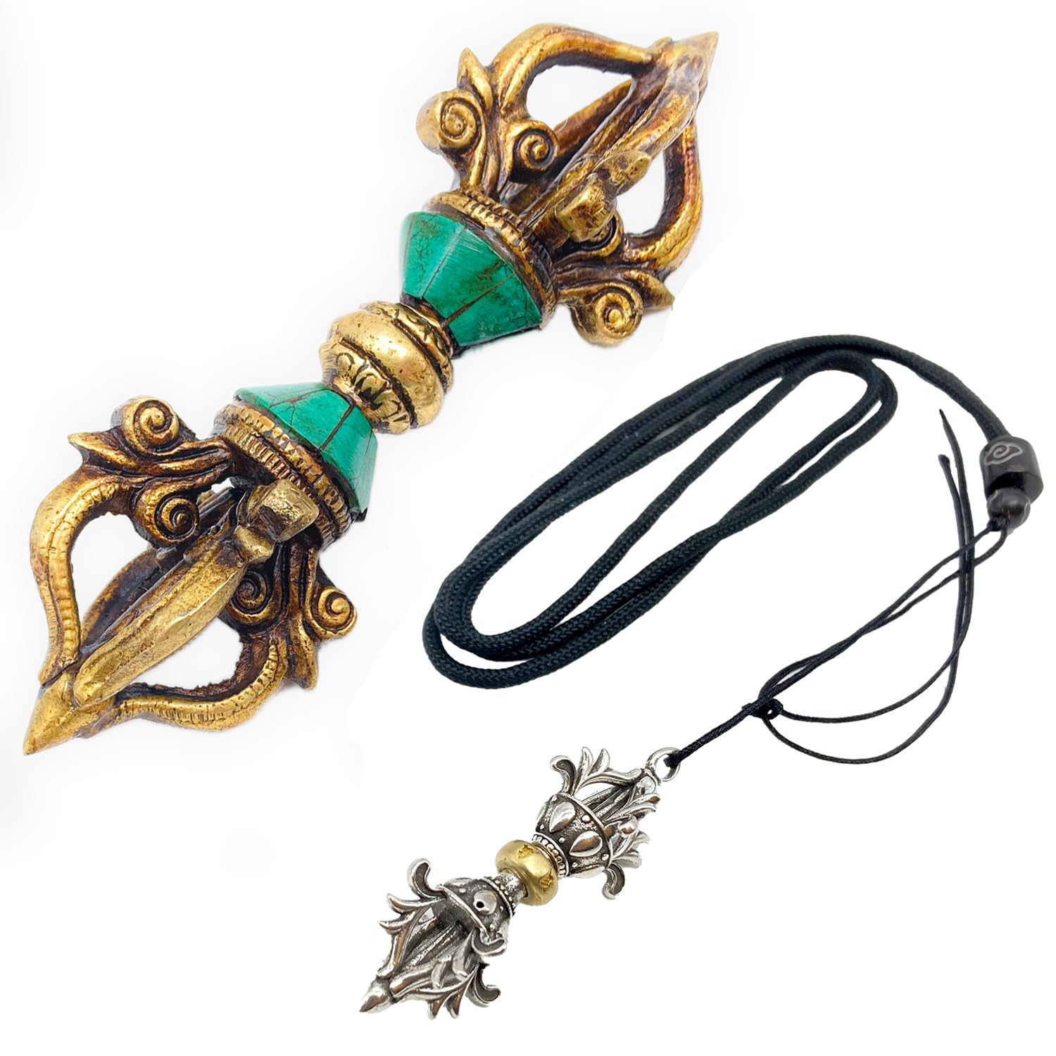 

Five-pronged Vajra and Vajra Pendant Set (Large + Small Set)