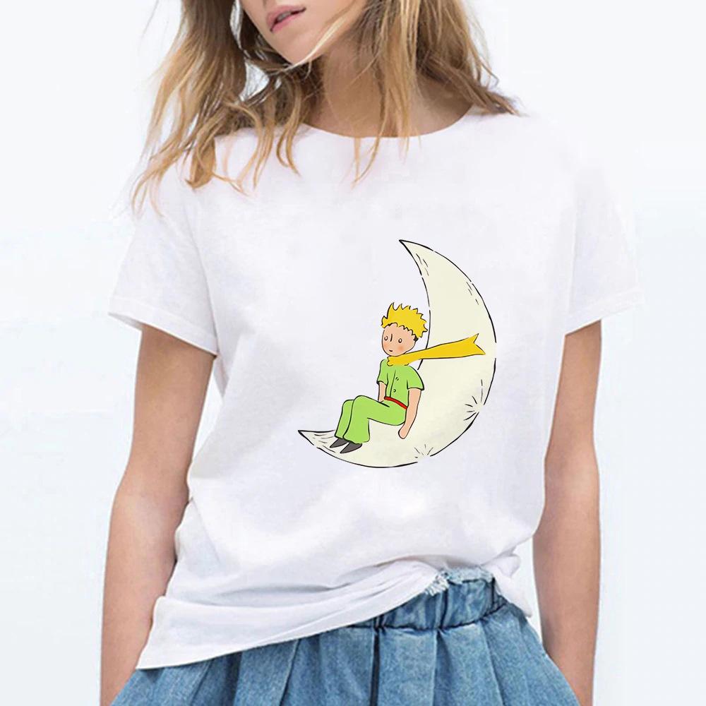 Little Prince White Print Women's Short Sleeve T-Shirt