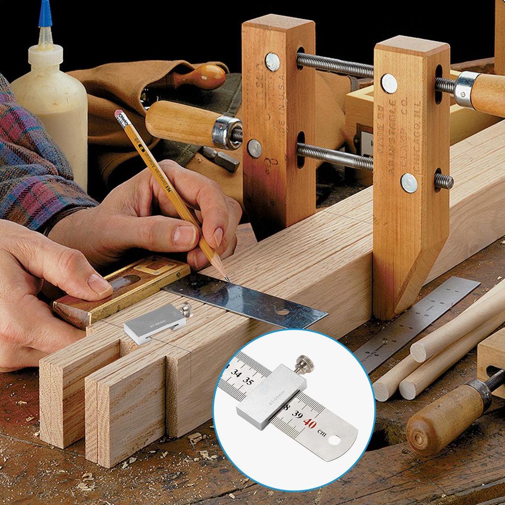 Steel Ruler Limit Block Measuring Rulers Positioner Adjustable Measuring Intuitive simple Marking Gauge Carpentry hand Tool