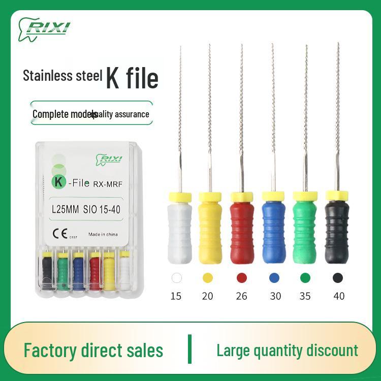 

Стоматологические файлы из нержавеющей стали/никель-титана для корневых каналов: К-файл, Н-файл, Р-файл с ирригационными иглами K-File 25mm (6 pieces)