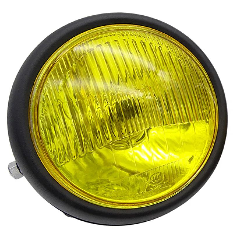 1 Pcs Motorcycle Retro Headlight Motorbike Transparent / Yellow Lens Halogen Round Front Headlamp Fit For Harley CG125 GN125