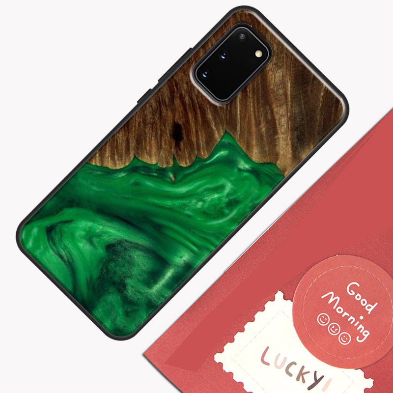 Hybrid Wood Resin Phone Case For Samsung Galaxy S23 Ultra S20 S21 S22 S24 S25 Plus S9 S10 S25 FE Cover Shell