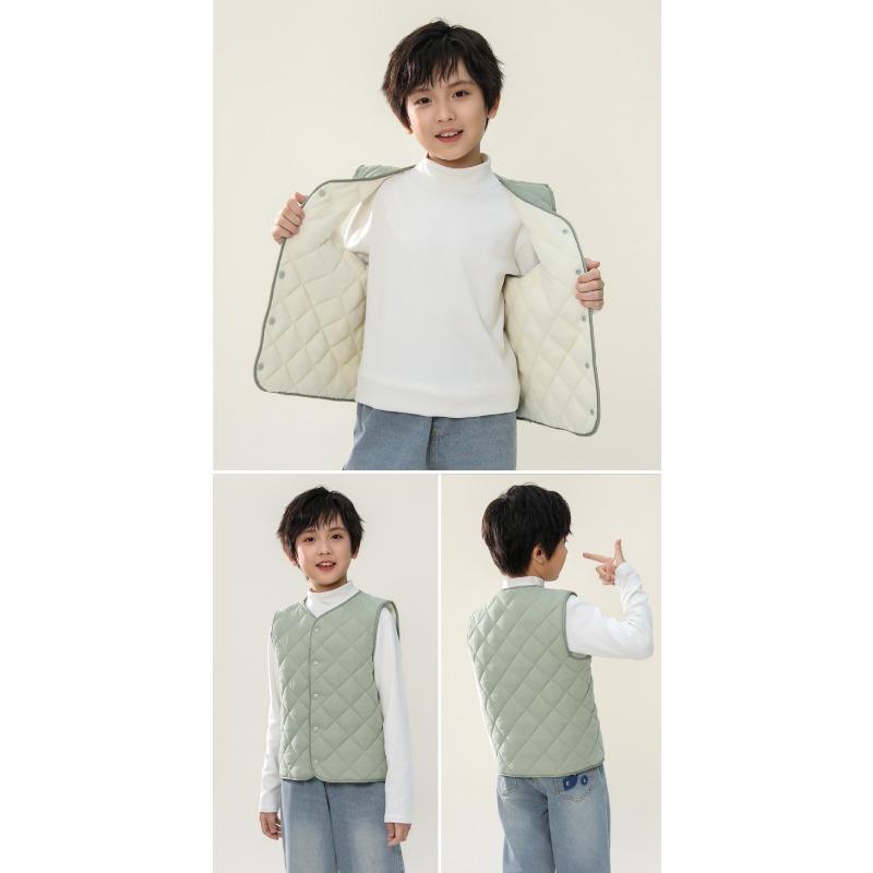 Kids Thickened Warm Padded Sleeveless Cardigan Vest For Boys And Girls