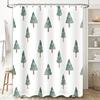 Green Pine Tree Printed Shower Curtain Home Decor Bath Linen Set Watercolor Christmas Trees Design Waterproof Fabric for Bathtub
