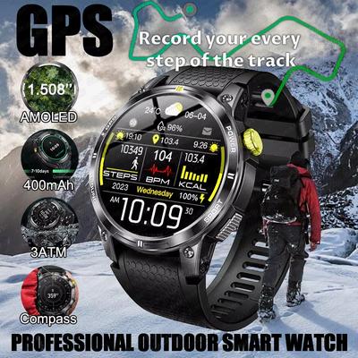 2025 Nuovo Orologio Smart Professionale GPS per Traiettoria Outdoor Schermo HD 1.5" Braccialetto Impermeabile Chiamata BT Smartwatch Uomo per Android IOS