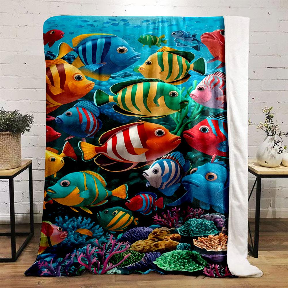 Colorful Marine Life Ocean Themed Blanket bedroom Blanket for Livingroom Couch lunch break Soft throw for Friend's festival Gift