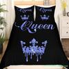 Modern King Crown Nevresim Takımı İkiz Siyah Pembe Yatak Takımı Kadın Yetişkin Çift Yorgan Kılıfı Kızlar Sevgililer Günü Yorgan Kılıfı