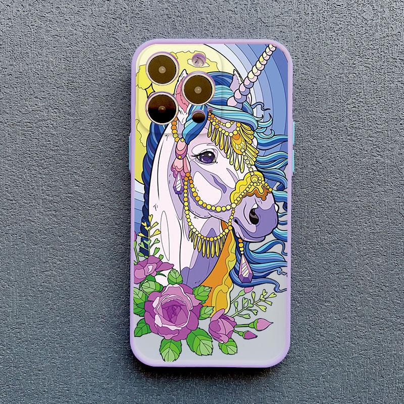 Cartoon Unicorn Phone Case For iPhone 12 13 Pro Max Mini XR XS X 8 7 Plus Back Cover For iPhone 11 14 Pro Max Shockproof Shells