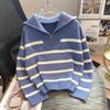 Spring and Autumn High Neck Sweater Pullover Women Underwear Zipper Stripe Underlay Short Style Sweater Female