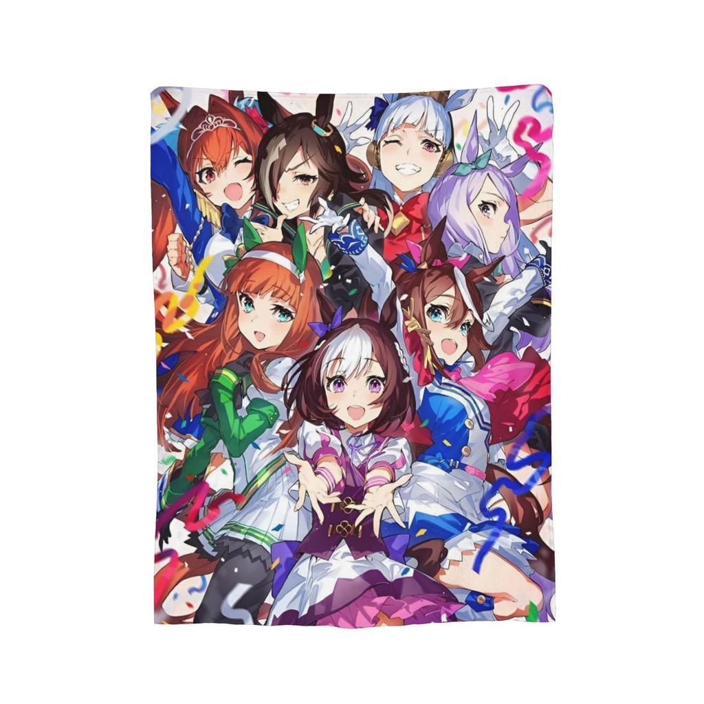 Uma Musume Pretty Derby Blanket Fleece Textile Decor Animals Anime Portable Ultra-Soft Throw Blankets for Sofa Bedroom Quilt