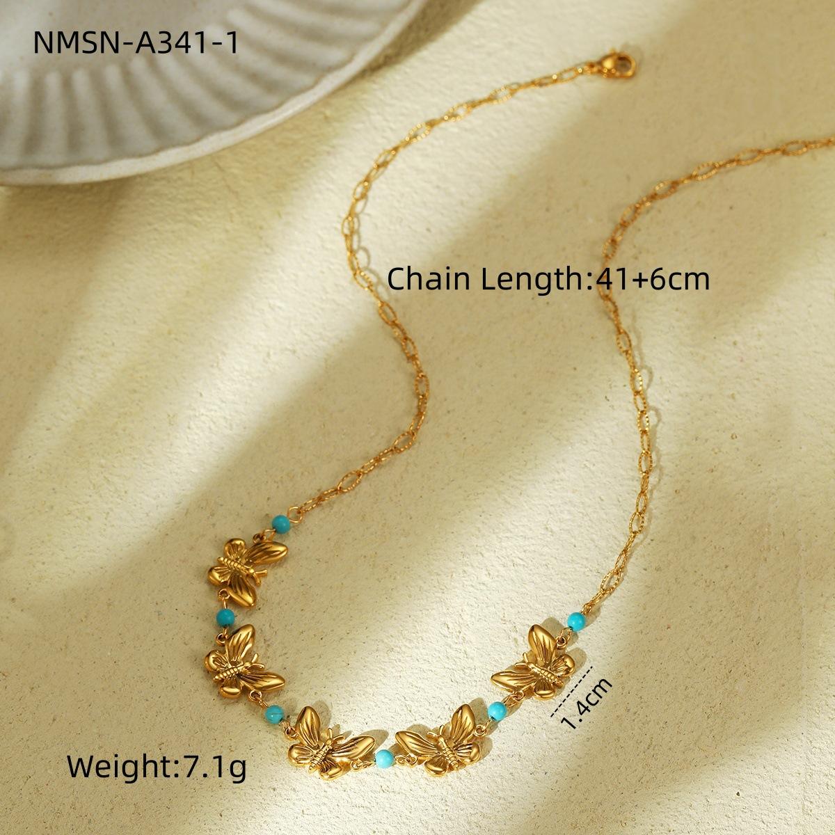 GEMCHIC Women s 5 Butterfly Titanium Steel Necklace 18K Gold Plated Fashion Personalized Beaded Stainless Steel Pendant