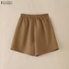 ZANZEA Women Casual Elastic Waist Solid Color Loose Summer Shorts