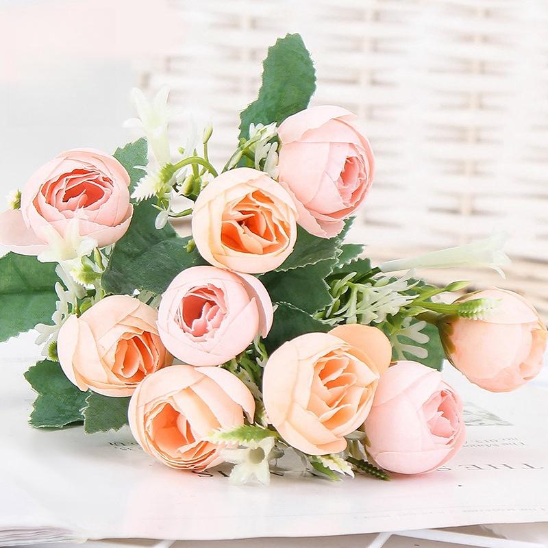 

10 снежных бутонов в европейском стиле для украшения дома, цветочная композиция, маленькая ручка, набор искусственных цветов шампанского