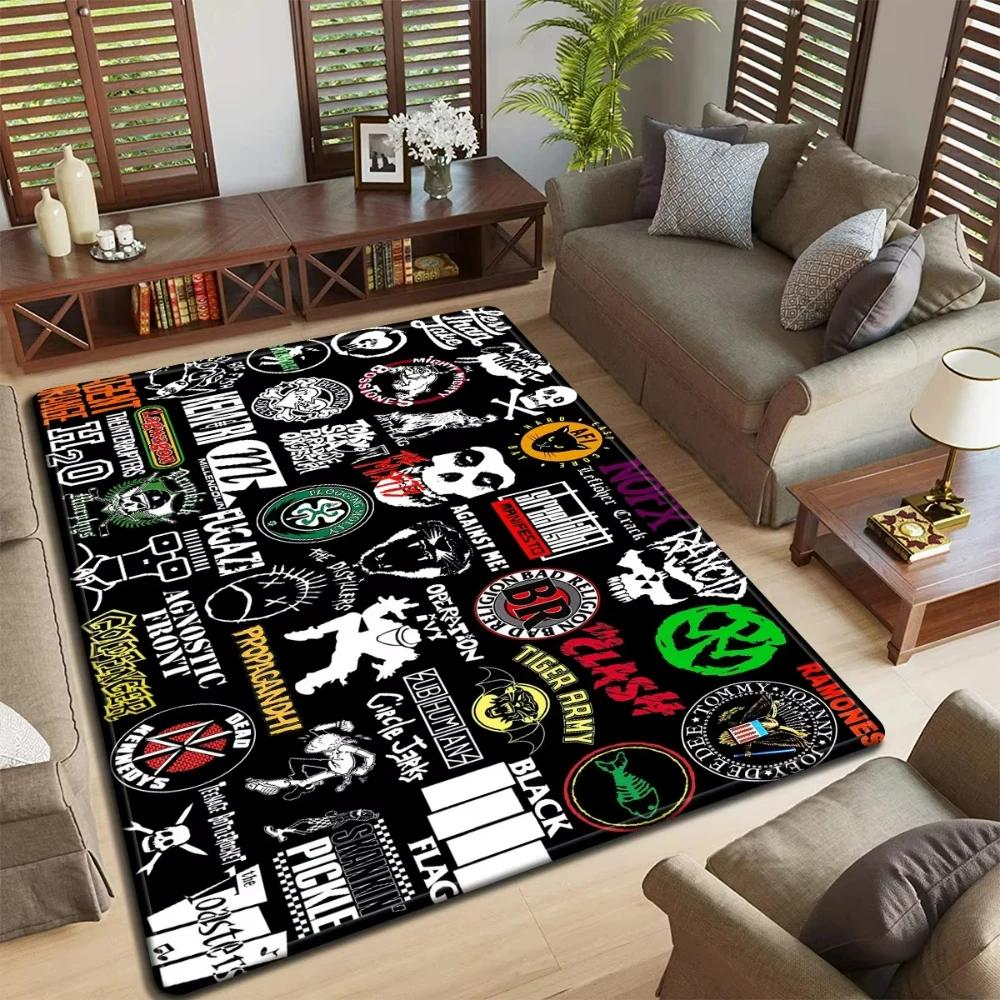 Band Logo Music Rock and Roll Pattern Carpet for Living Room Bedroom Non-Slip Soft Rug Kitchen Floor Mat Entrance Doormat
