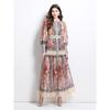 Elegant Classical Court Style Spring 2025 Printed Cinched-Waist Long Dress